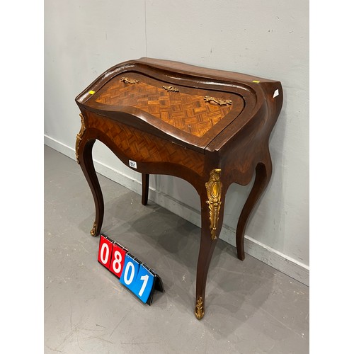 801 - French inlaid ladies desk with gilt ormolu mounts