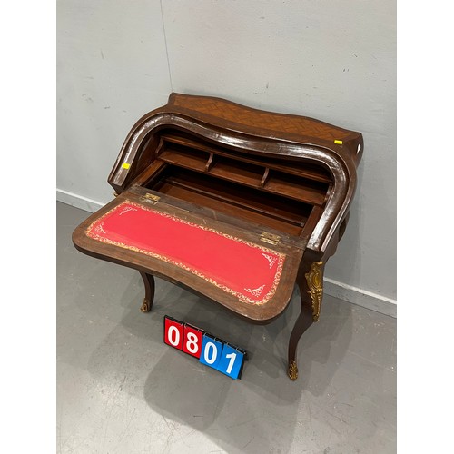 801 - French inlaid ladies desk with gilt ormolu mounts