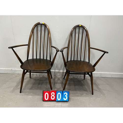 803 - Pair of ercol Quaker carver chairs