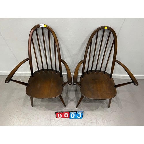 803 - Pair of ercol Quaker carver chairs