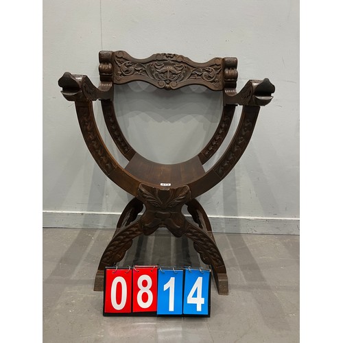 814 - Carved x frame french throne seat