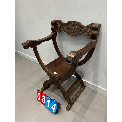 814 - Carved x frame french throne seat