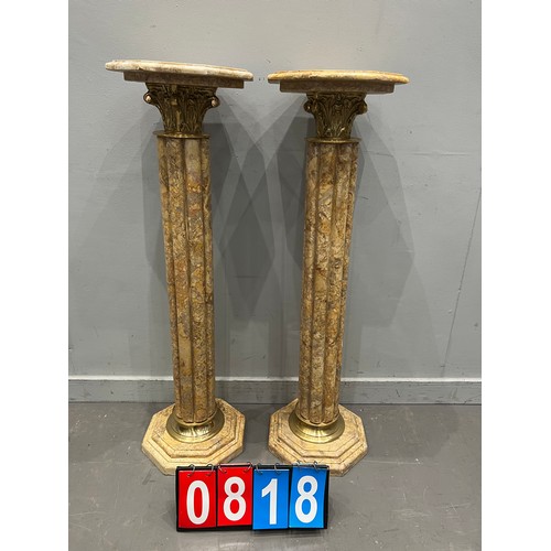 818 - Pair of french marble column plant stand