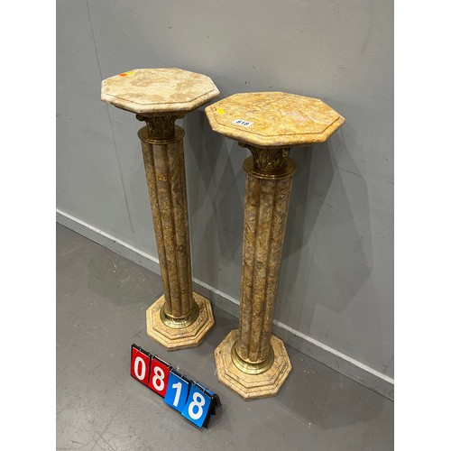 818 - Pair of french marble column plant stand