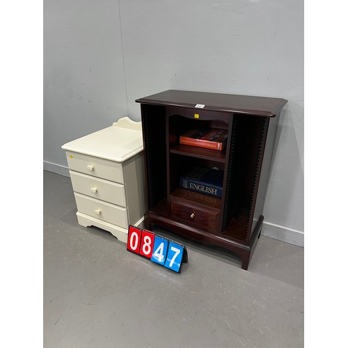 847 - Stag mahogany cabinet + bedside chest