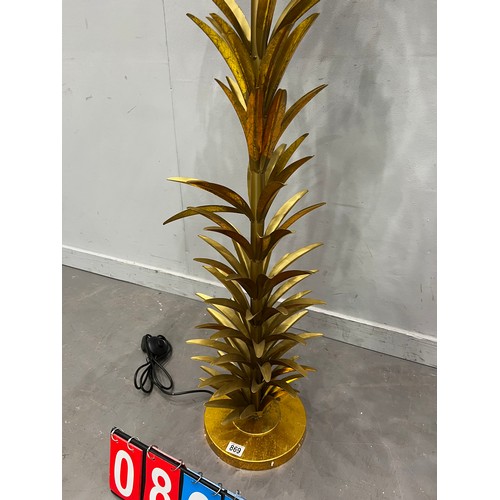 869 - Large golden palm tree lamp very ornate