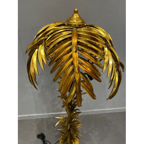 869 - Large golden palm tree lamp very ornate