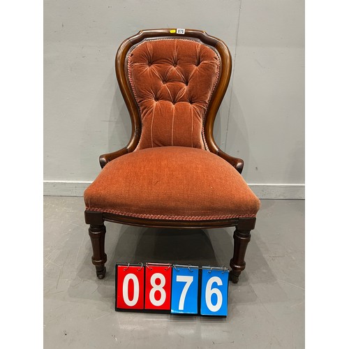 876 - Victorian mahogany spoon back nursing chair