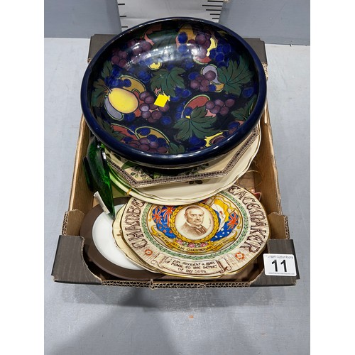 11 - Box Victorian & later collectors plates, bowl etc