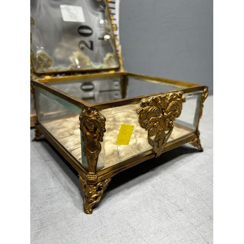 25 - Gilt Ormolu early 20thC Jewellery display casket glass box