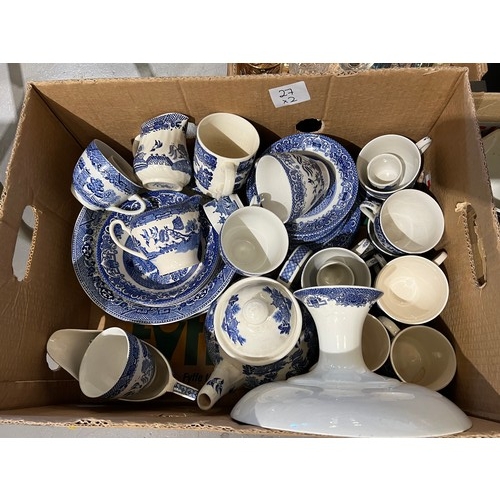 27 - 2 Boxes blue/white pottery. Very good collection