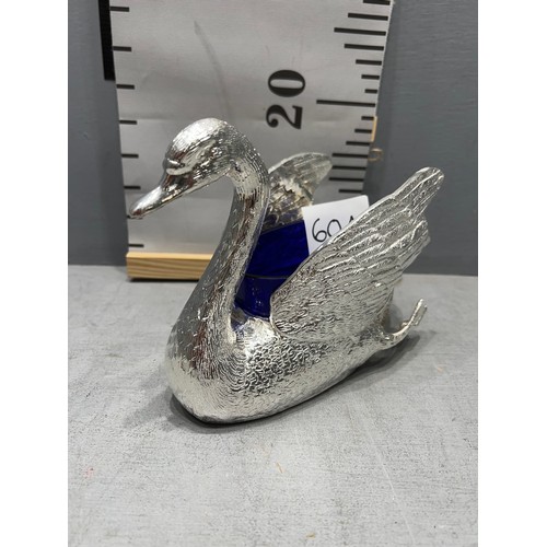60A - Silver plated blue lined swan