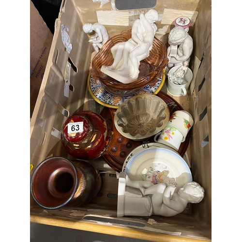 63 - Box misc pottery inc Carlton ware rouge royal ginger jar etc
