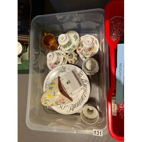 131 - 2 Boxes pottery & glass