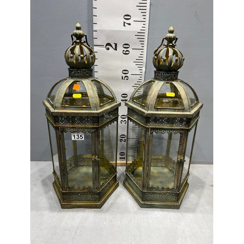 135 - 2 Pair Large green lanterns