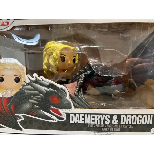 156 - Game of Thrones Funko Pop Vinyls. Daenery's + drogon , night King + Icy Viserion