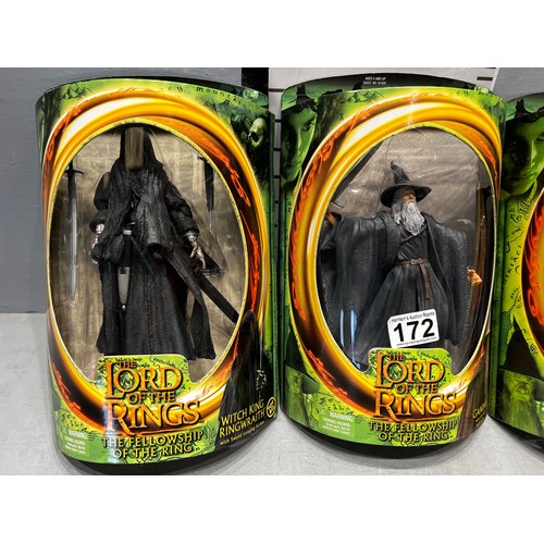 172 - 3 Lord of the Rings boxed figures. Witch King Ringwraith, Saruman, Gandolf