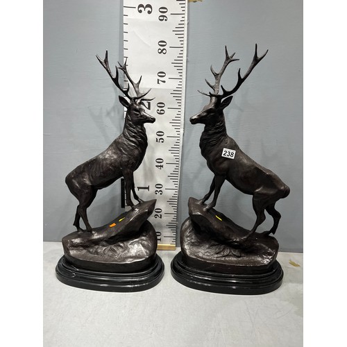 238 - Impressive pair of bronze stags on marble plinth. 29