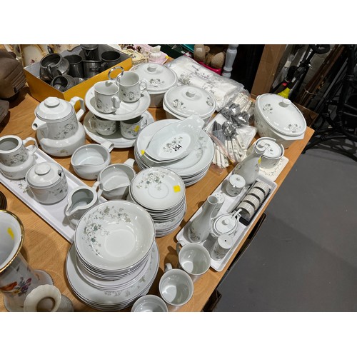 254 - Large quantity white blossom dinner + tea ware + accessories