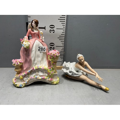 280 - Large Royal Staffordshire (Lady of Enchantment) + figure a/f