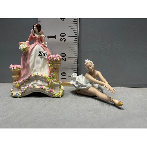 280 - Large Royal Staffordshire (Lady of Enchantment) + figure a/f