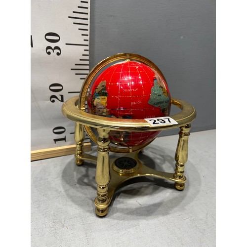 297 - Desk top globe on brass stand