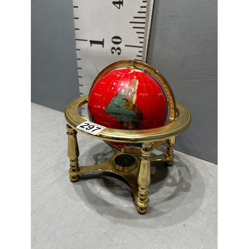 297 - Desk top globe on brass stand