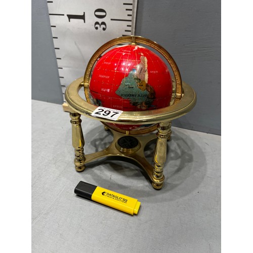 297 - Desk top globe on brass stand