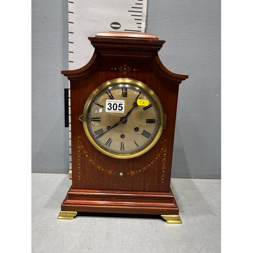 305 - Superb Edwardian inlaid mahogany Westminster chime bracket clock