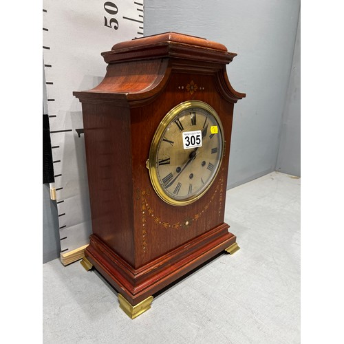 305 - Superb Edwardian inlaid mahogany Westminster chime bracket clock