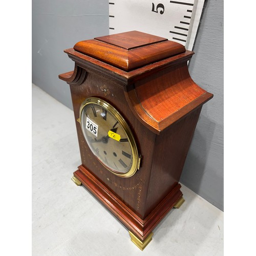 305 - Superb Edwardian inlaid mahogany Westminster chime bracket clock