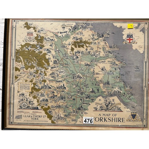 476 - Map of Yorkshire in old frame