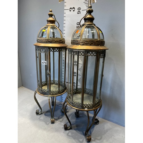 479 - Pair large copper lanterns