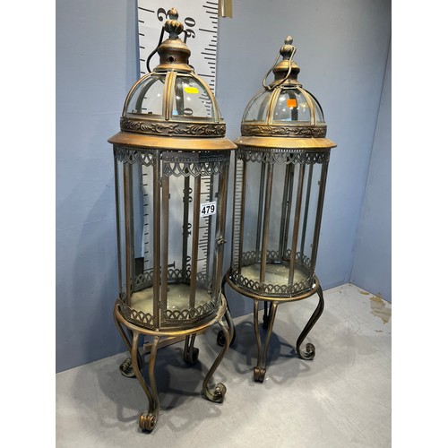 479 - Pair large copper lanterns