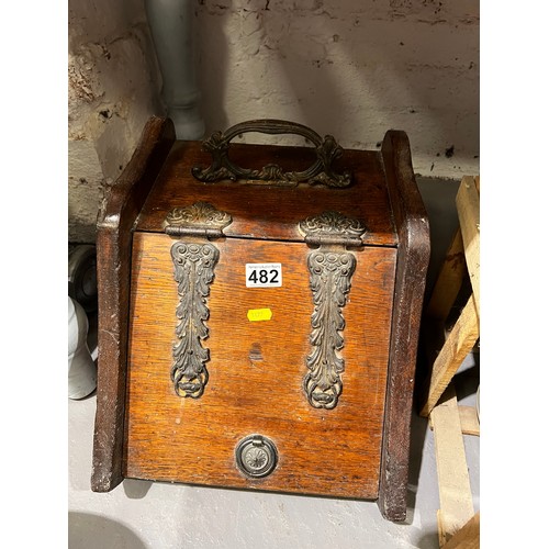 482 - Victorian brass jardiniere + coal scuttle