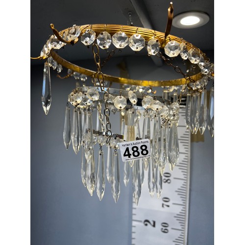 488 - 20thC Cut glass ceiling light