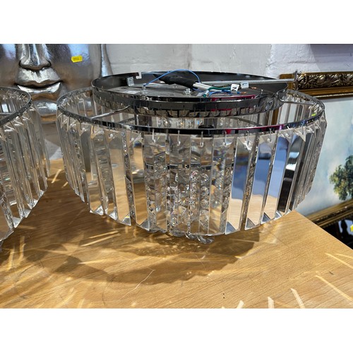 490 - 2 beautiful ceiling lights with cut glass droplets Cost £400 each