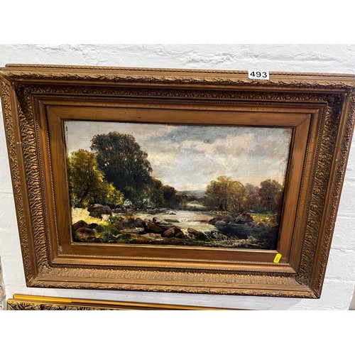 493 - Pair of victorian oil on canvas in gilt frames