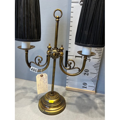 495 - Pair of french 20thC brass double arm table lamps. 20