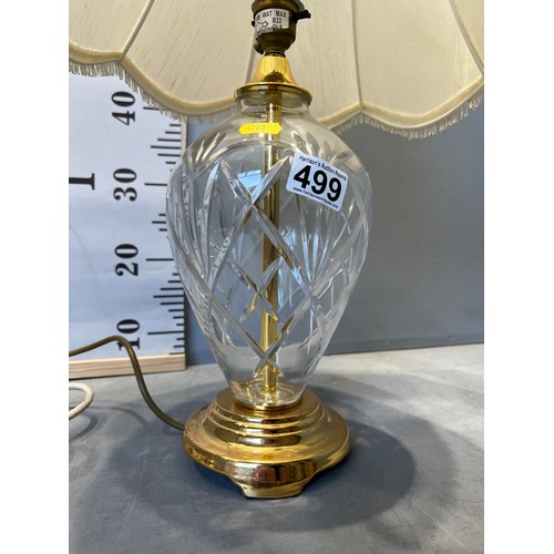 499 - Cut glass table lamp + shade