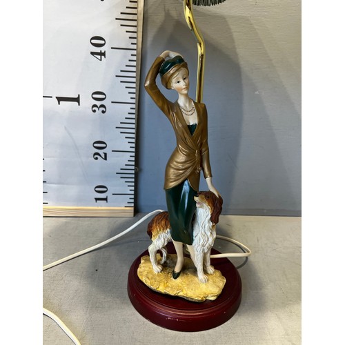 502 - 'Lady figure with dog' table lamp + shade