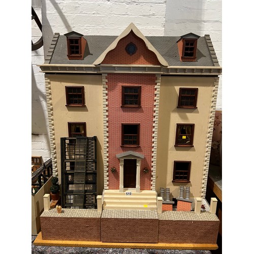 510 - Very large 4 storey dolls house + large quantity of dolls house furniture