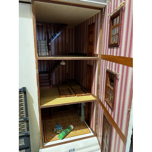 510 - Very large 4 storey dolls house + large quantity of dolls house furniture