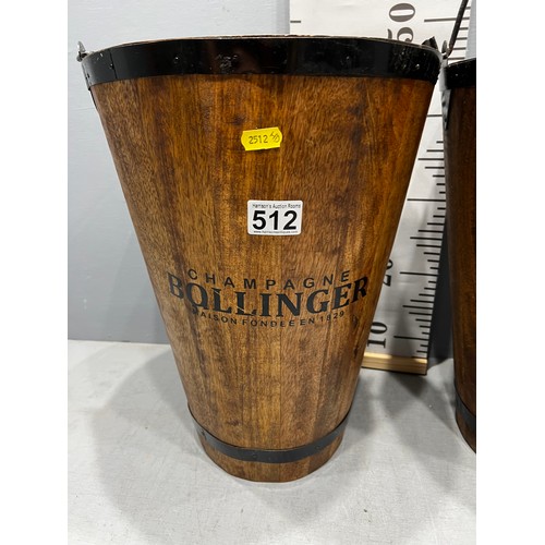 512 - 2 bollinger wooden champagne buckets