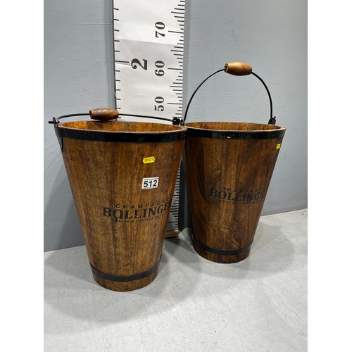 512 - 2 bollinger wooden champagne buckets