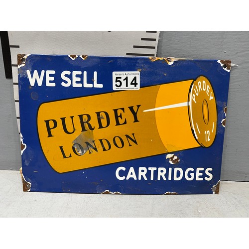 514 - Enamel sign 'Purdys London' cartridges
12