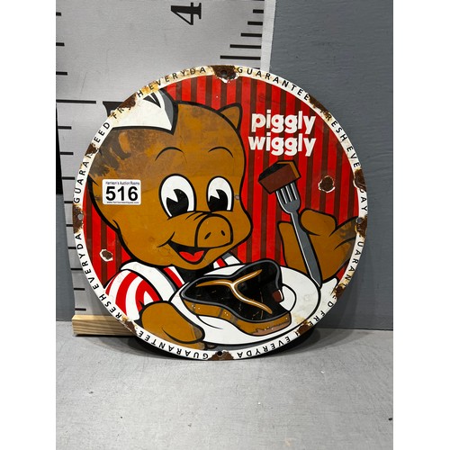 516 - Round enamel sign 'Piggly Wiggly'