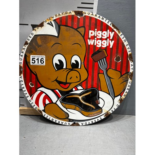 516 - Round enamel sign 'Piggly Wiggly'