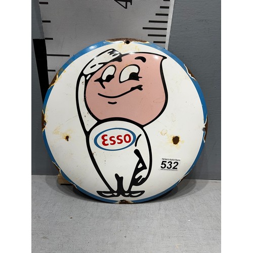 532 - Round metal 'Esso' sign