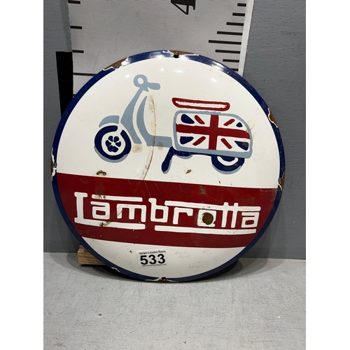 533 - Enamel metal 'Lambretta' sign